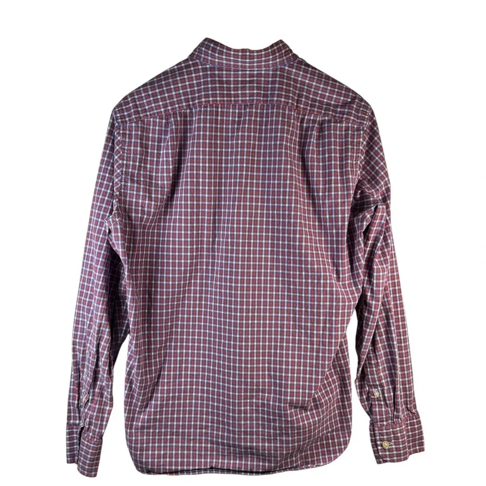 J.Crew Men's M‎ Red Blue Gingham Button Down Shirt Slim Fit Classic Prep